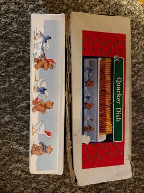 Vintage 1988 Quacker Dish Ceramic Cracker Tray with Duck and Bear Motif